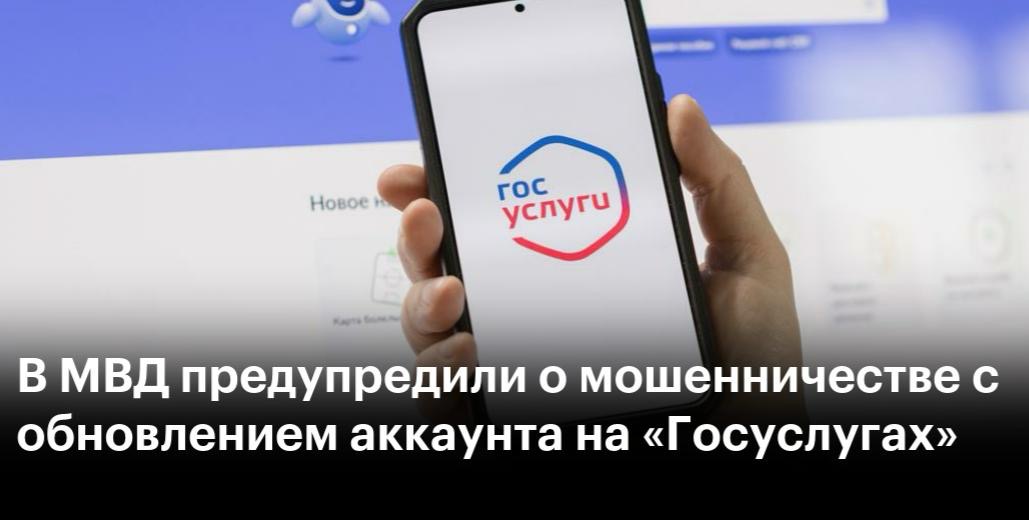 В МВД предупредили о мошенничестве, связанном с обновлением аккаунта на «Госуслугах»